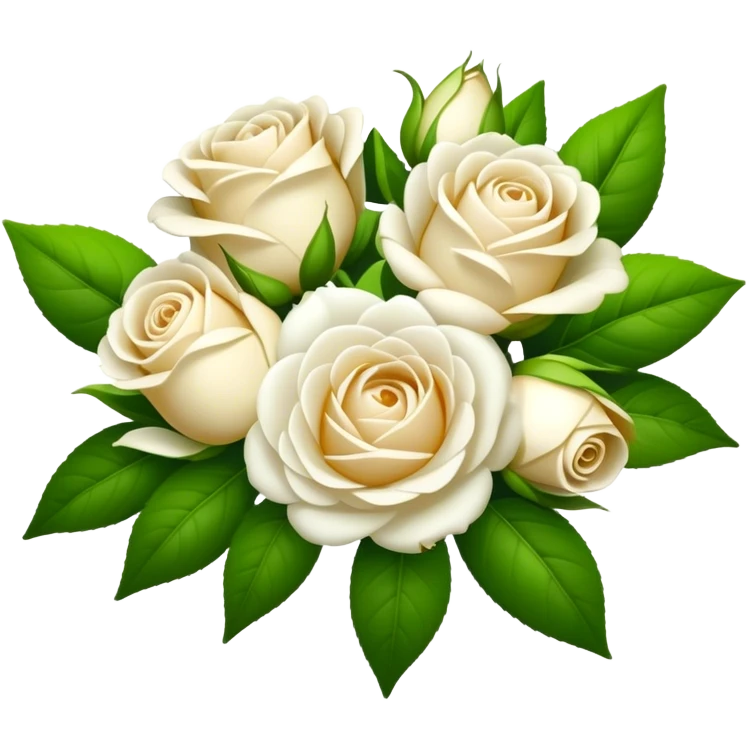 bouquet White Tea Rose, luxuriant, leaf, bud emoji