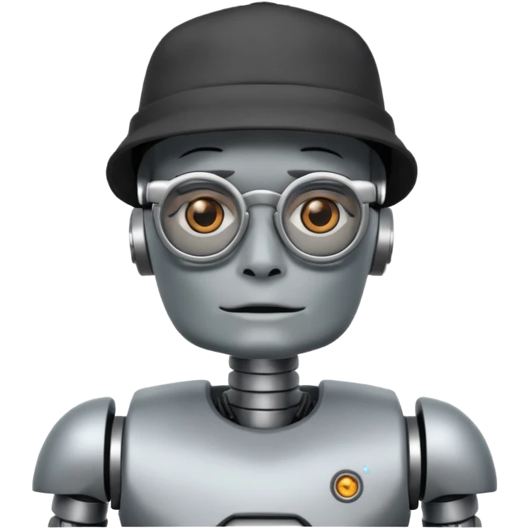 glasses tattoed robot with hat  emoji