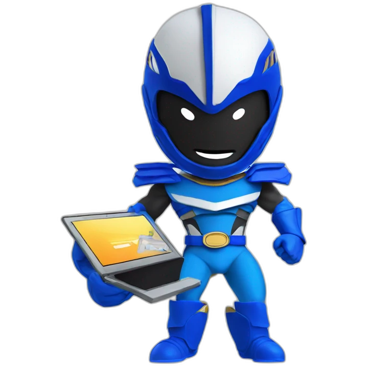blue power ranger with computer emoji