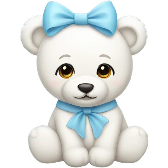 White teddy bear with a light blue bow  emoji