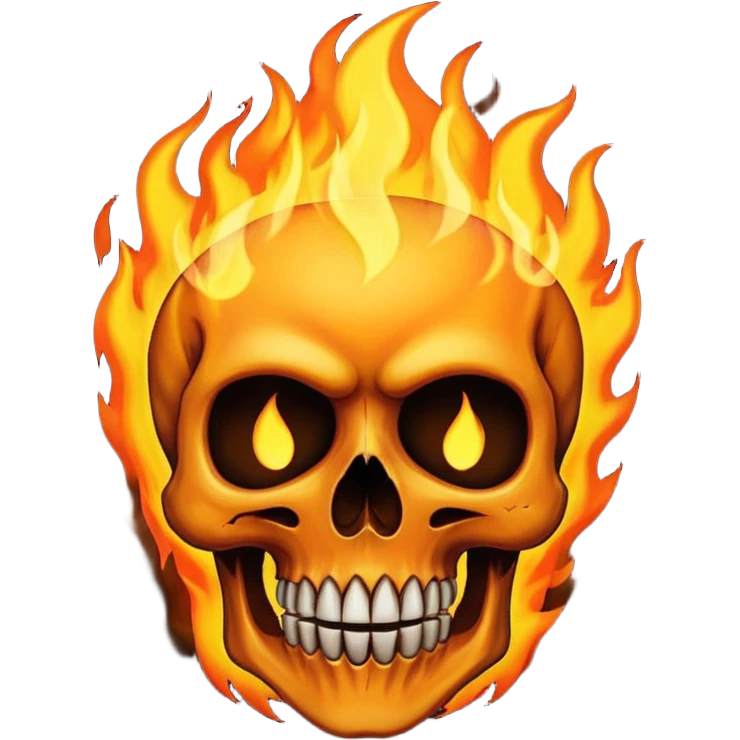 A burning skull with high flames emoji