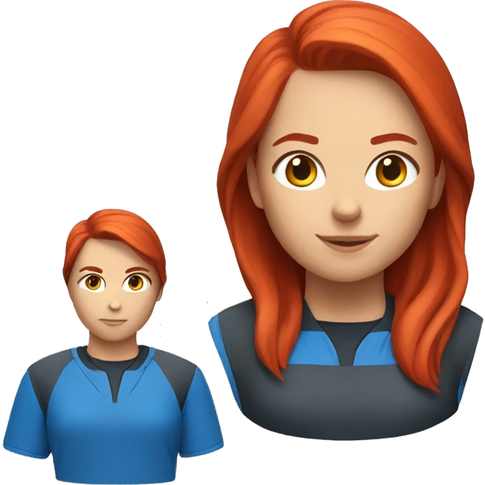 a female esports coach with red hair and blue shirt.  emoji