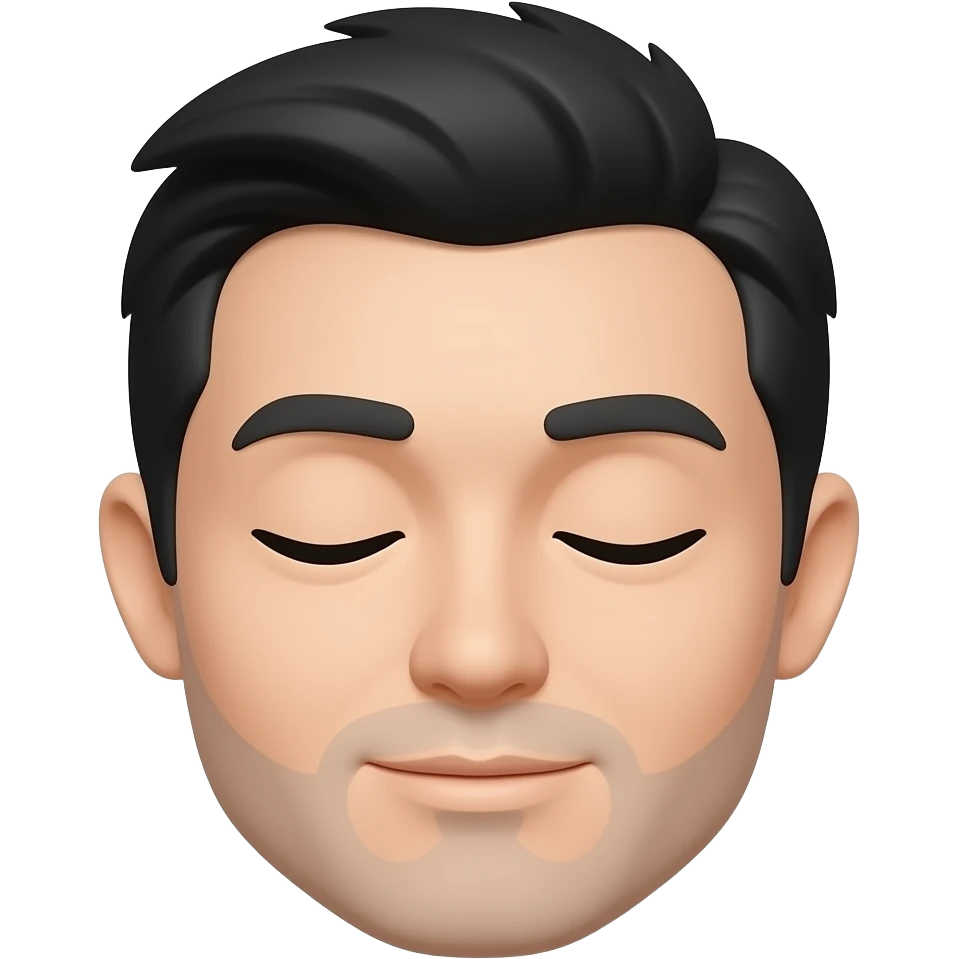 Minimalist chinese head with very closed eyes emoji