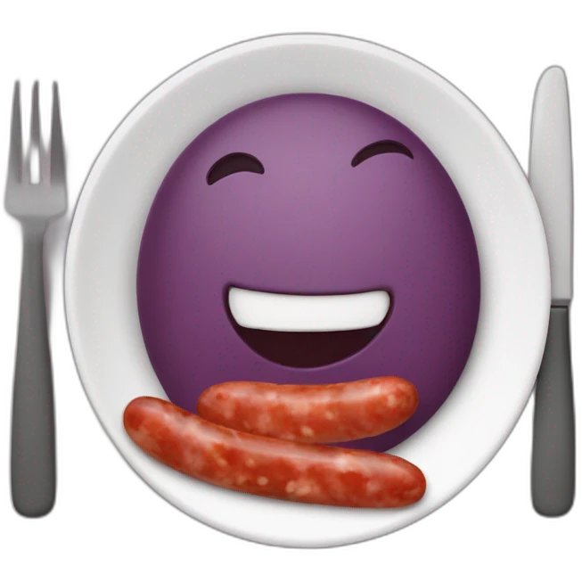 Raisin et saucisson dans une assiette qui vont être manget emoji