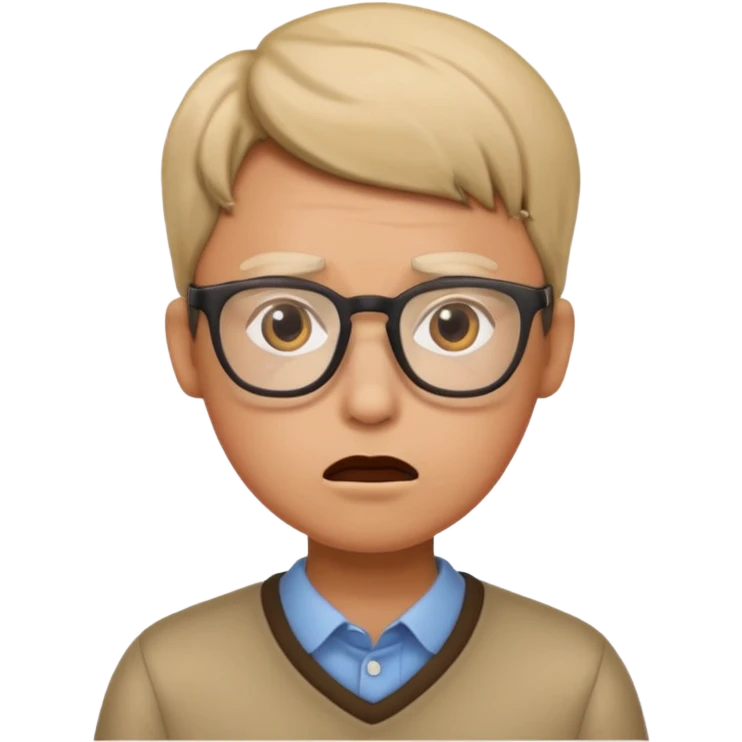 A confused face with glasses emoji
