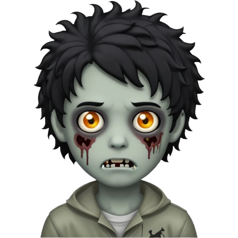 boy zombie with curly black hair emo grey skin make the emoji look like this one 🧟 emoji