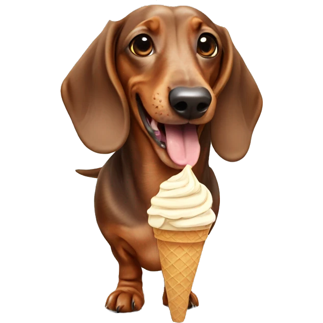 Dachshund eating ice cream emoji