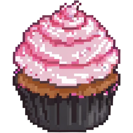 A cupcake with pink icing emoji