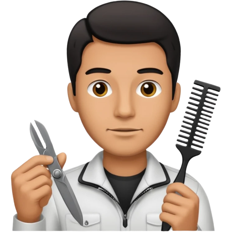 Man holding clippers and comb emoji