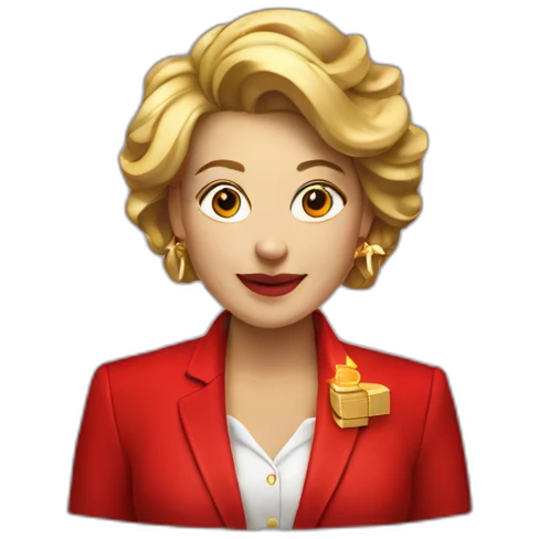 Posh-woman-with-red-suit-offering-goldbar emoji