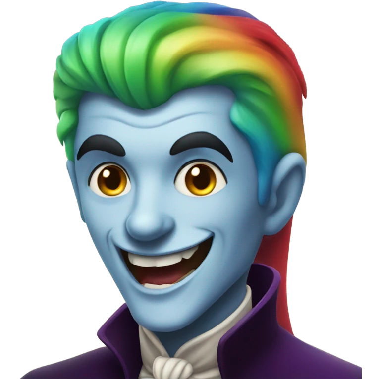 Rainbow haired Dracula having a good time emoji