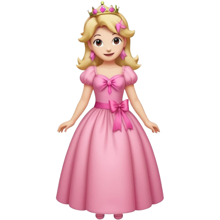 Princess peach full body with a pink ribbon tied to her hair emoji