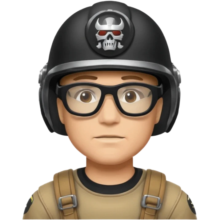 man wearing baki raider helmet and glasses emoji
