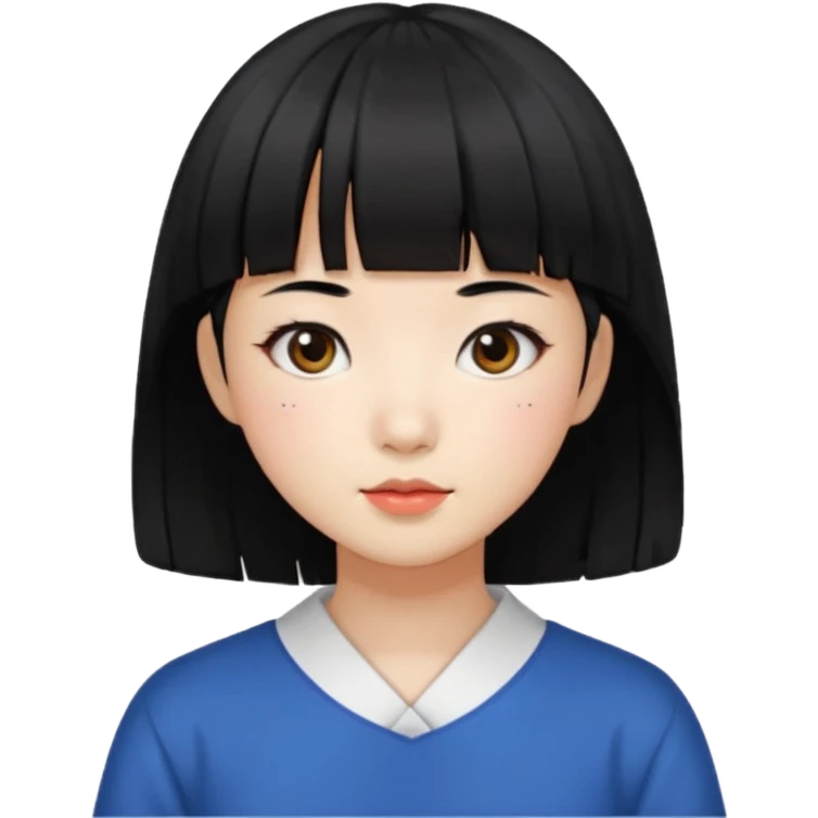 Short hair black bang Korean girl emoji
