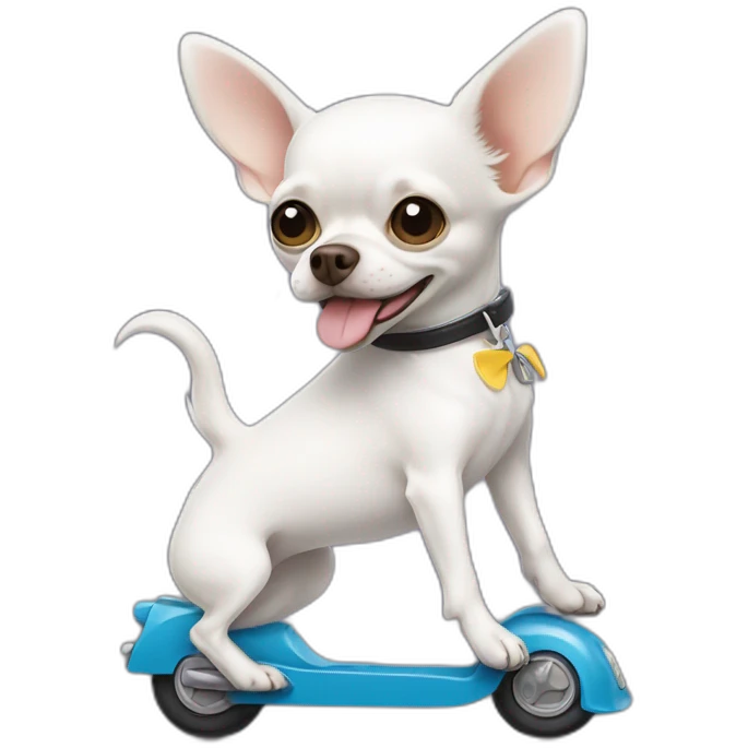 white chihuahua on scooter emoji