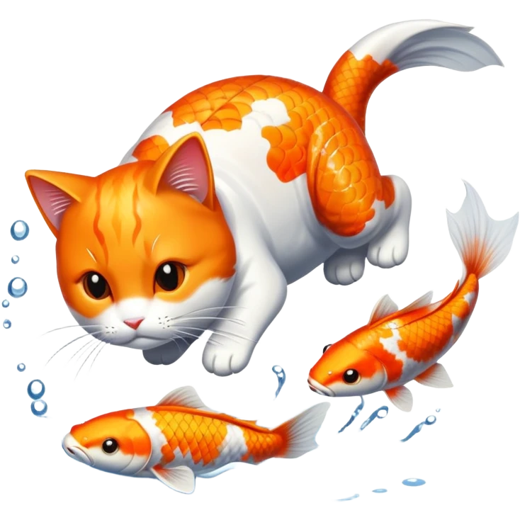 Cat catching koi fish  emoji