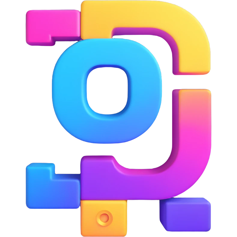 3D code icon with a fancy colorful gradient in blue and purple emoji