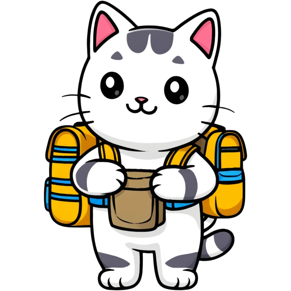 cat with a colorful backpack emoji