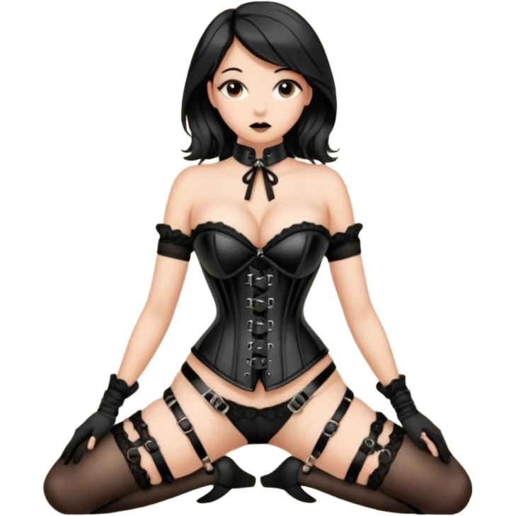 pinup girl in hogtied bondage with stocking emoji