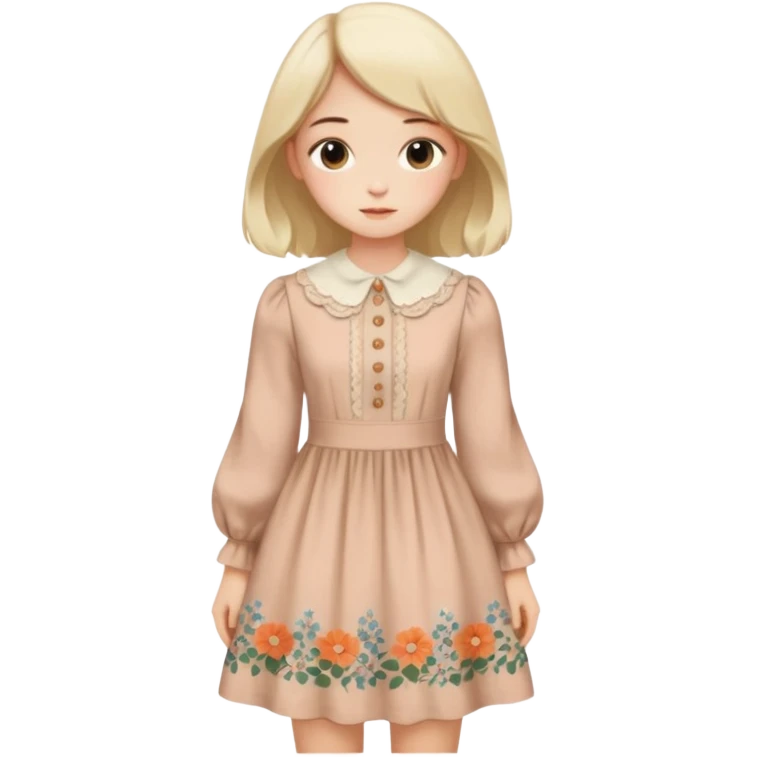 Cottagecore style ultra cute vintage material dress emoji