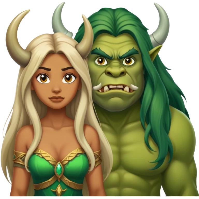beautiful brazilian goddess next to ugly ogre emoji