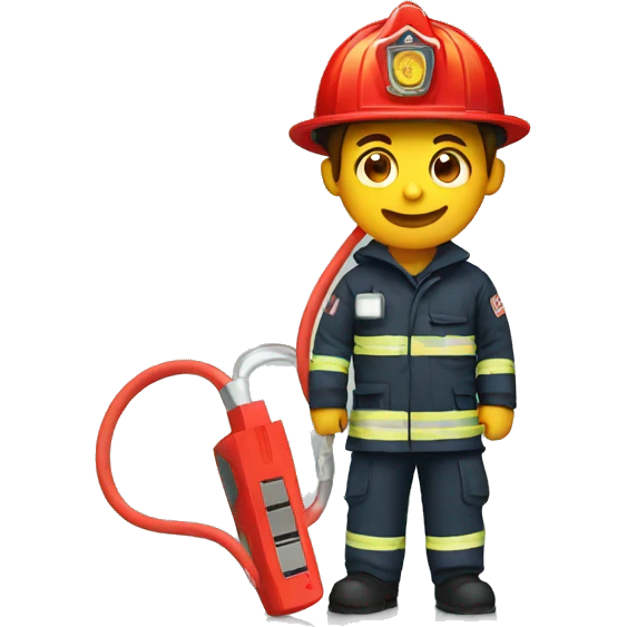 Firefighter holding a usb cable emoji