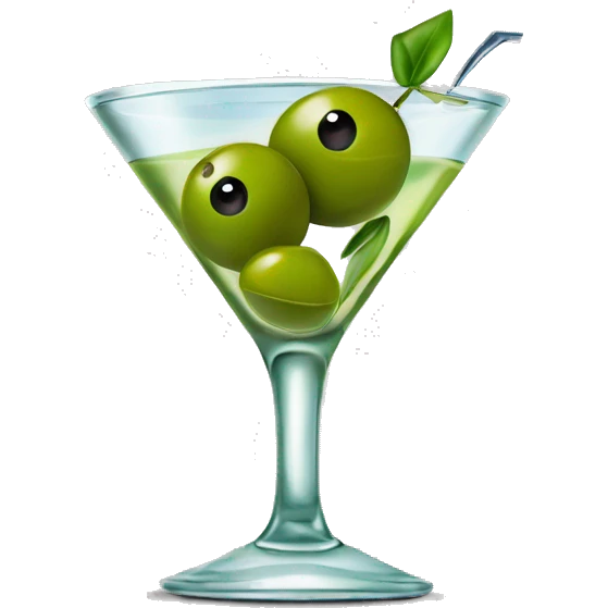 Martini with diamond olive pick and 3 green olives  emoji