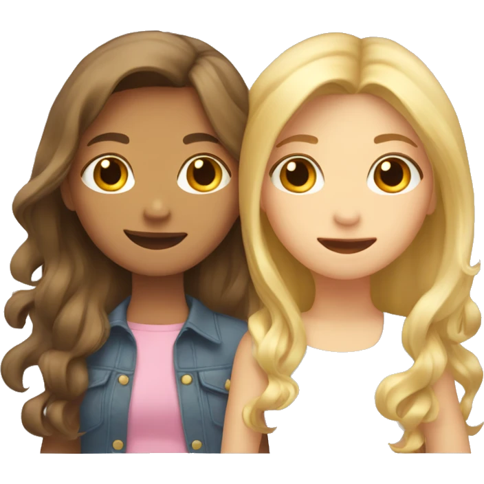 Hugs two girls one with blond long hair and the other one with short brown hair  emoji