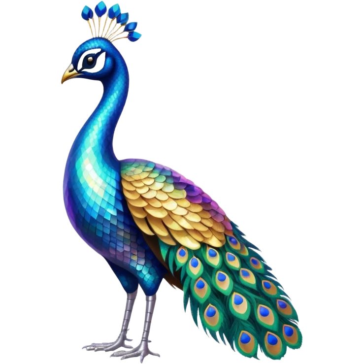 Holographic iridescent sparkly futuristic peacock  emoji