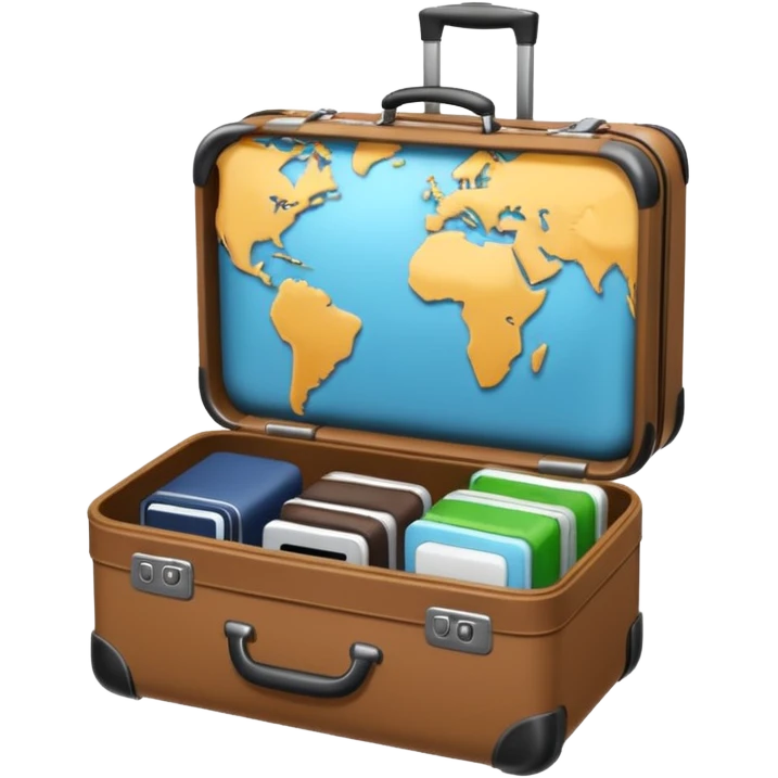world with luggage cute emoji