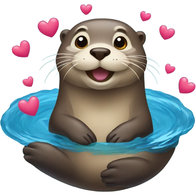 Otter with hearts emoji