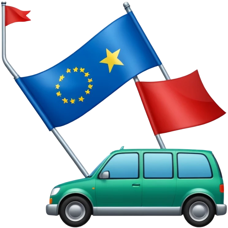 bandera mitad superior, azul y mitad inferior verde con una rueda de carruaje roja en el centro emoji