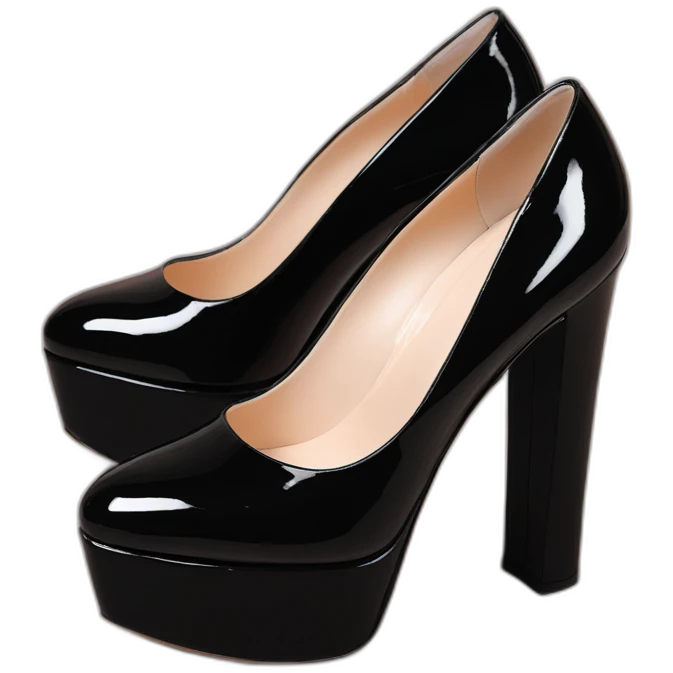 One Black Patent Leather Daffodile Platform Heels emoji