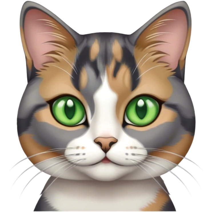 Grey calico cat with green eyes emoji