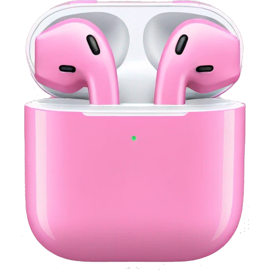 Big Pink airpods with bows emoji