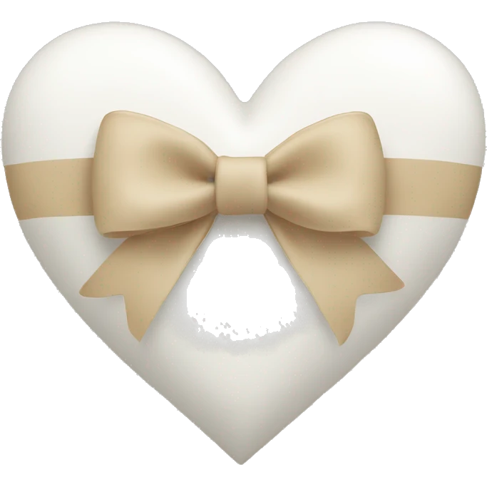 white heart with beige bow emoji