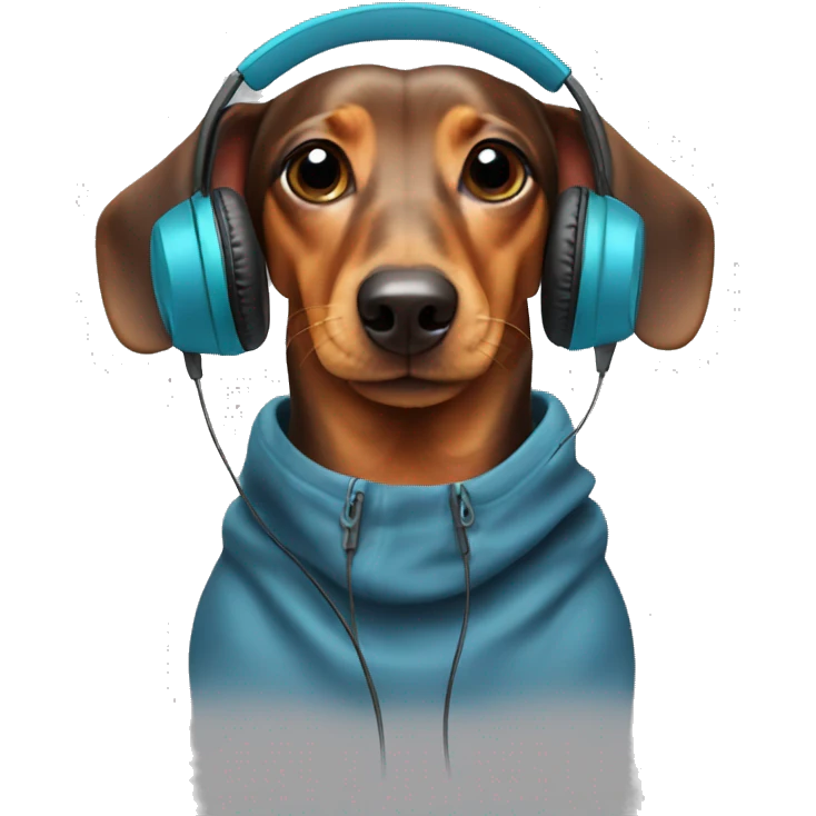 Dachshund in headphones emoji
