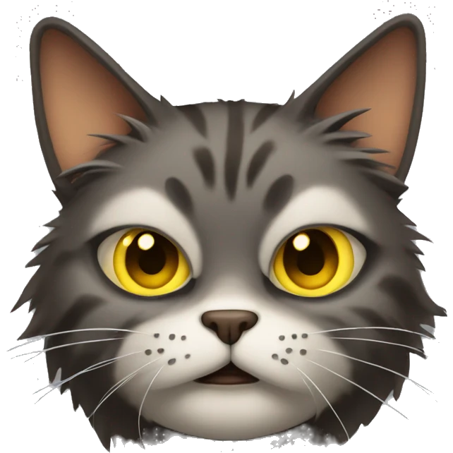 Mad cat with brown fur and yellow eyes emoji