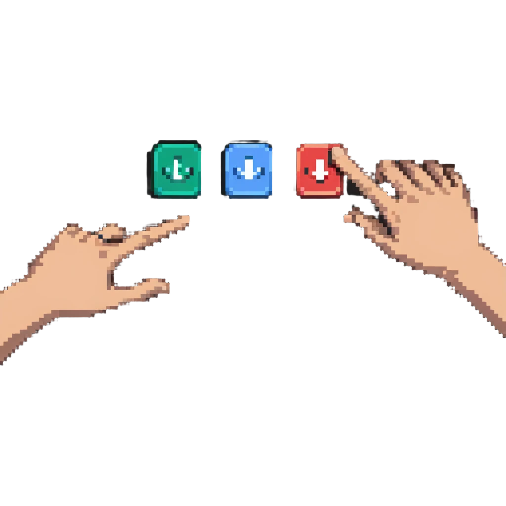 users clicking different buttons in an A/B test emoji
