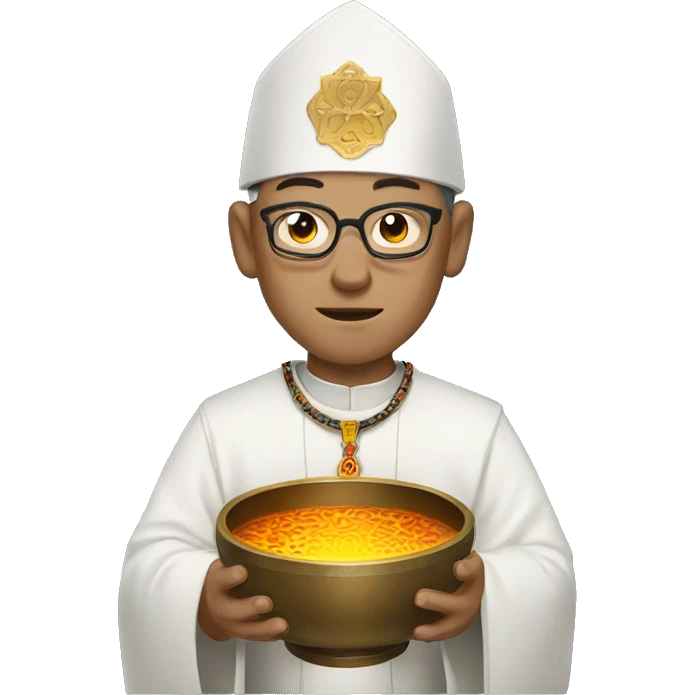 man dressed as a priest, with a tibetan bowl  emoji