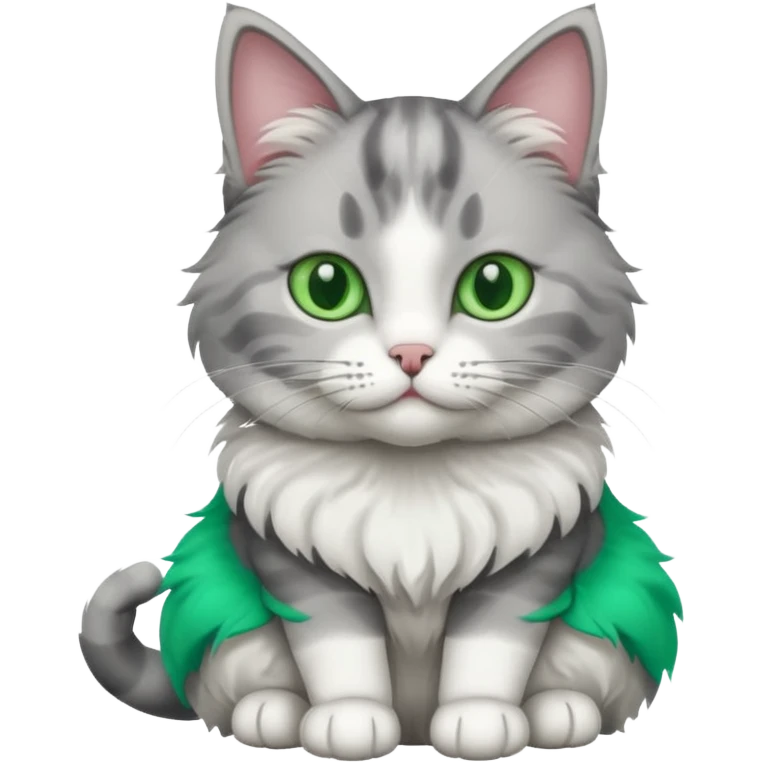 a grey and white cat sitting regally emoji