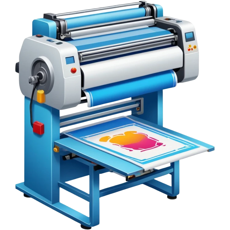 screen printing machine printing on a t-shirt emoji