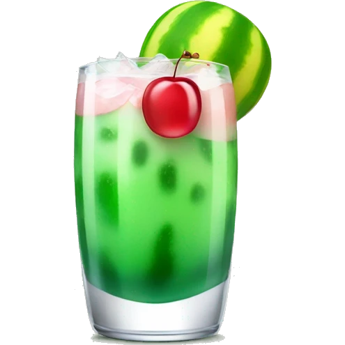 Melon soda in a glass and cherry emoji
