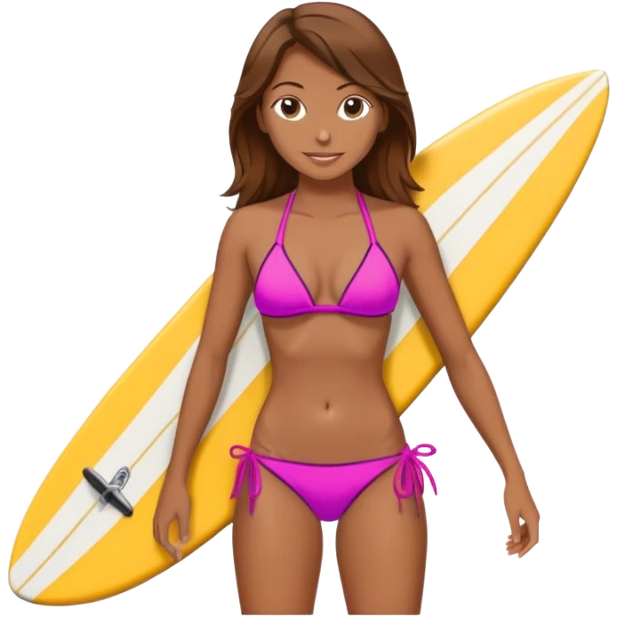 beautiful Surfer girl on the board with brown hair emoji