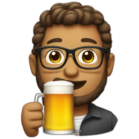 wearing glasses holding beer emoji