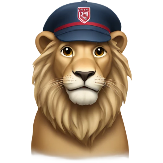 Lion wearing an LMU visor emoji