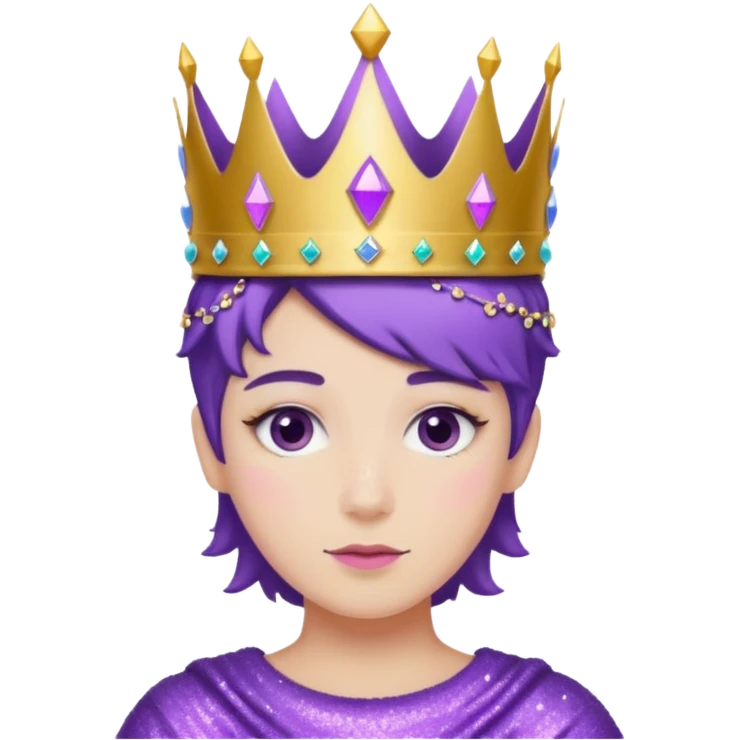 purple non-binary people glitter crown emoji
