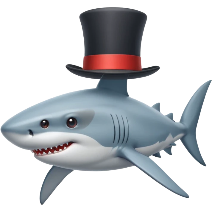 Shark with a top hat emoji