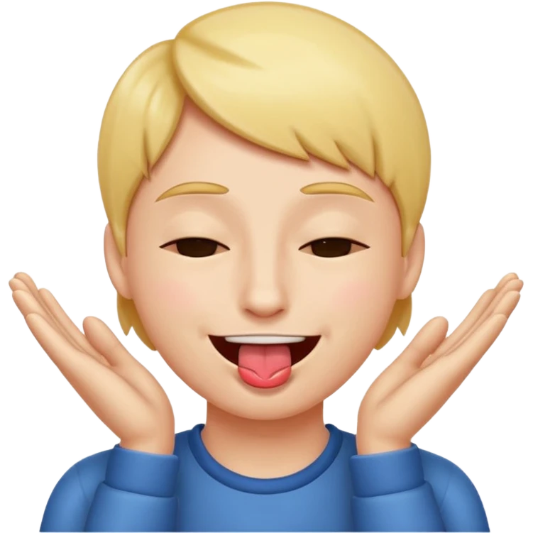 sticking out tongue smiling with shut eyes and hands on the side of the head emoji