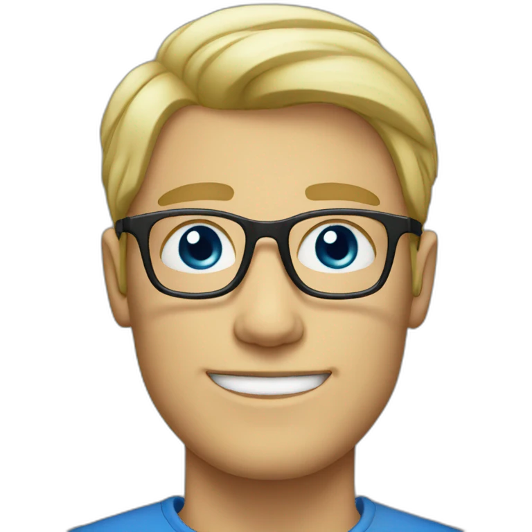 blonde guy with glasses an blue eyes emoji